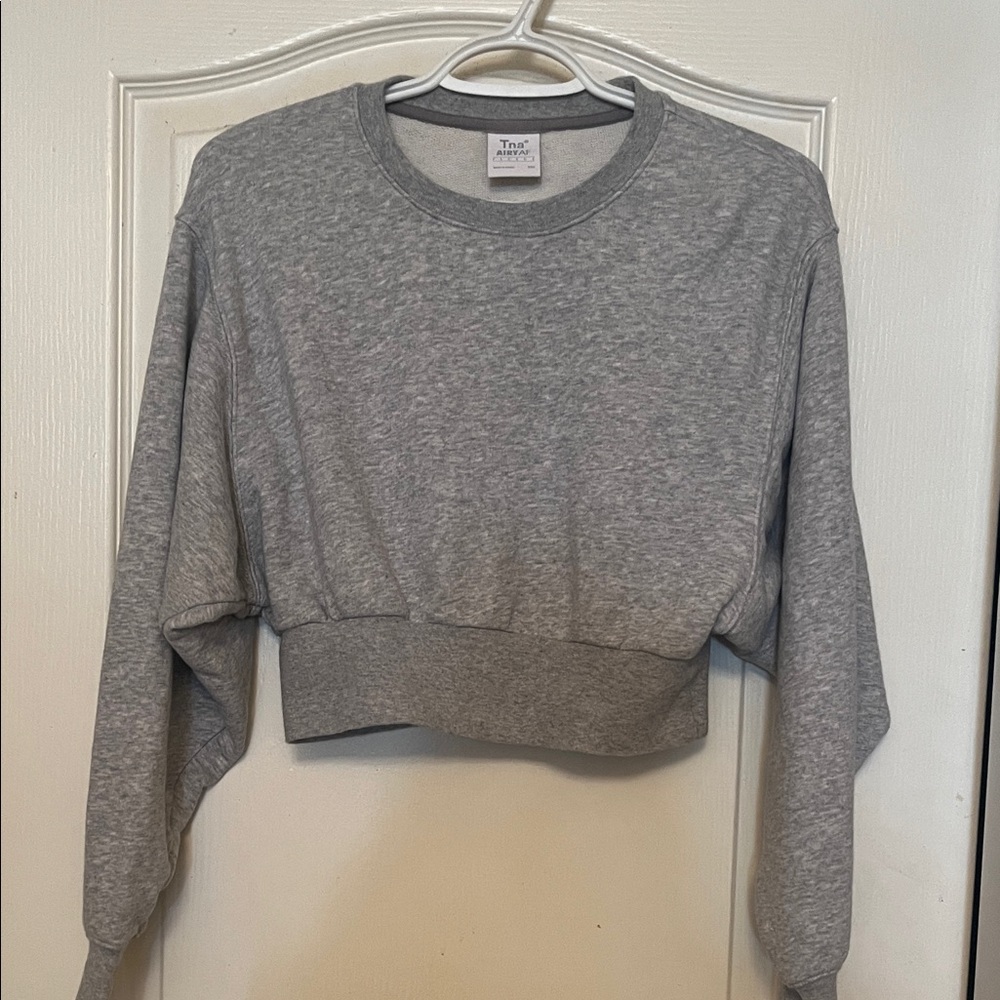 TNA Heather Gray Cropped Crew Sweatshirt